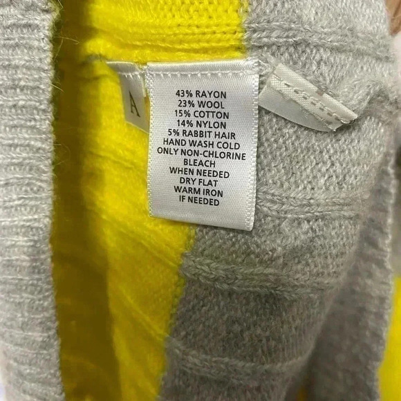 Ann Taylor Loft Wool & Rabbit Hair Blend Striped V Neck Casual Cable Sweater - Picture 5 of 5